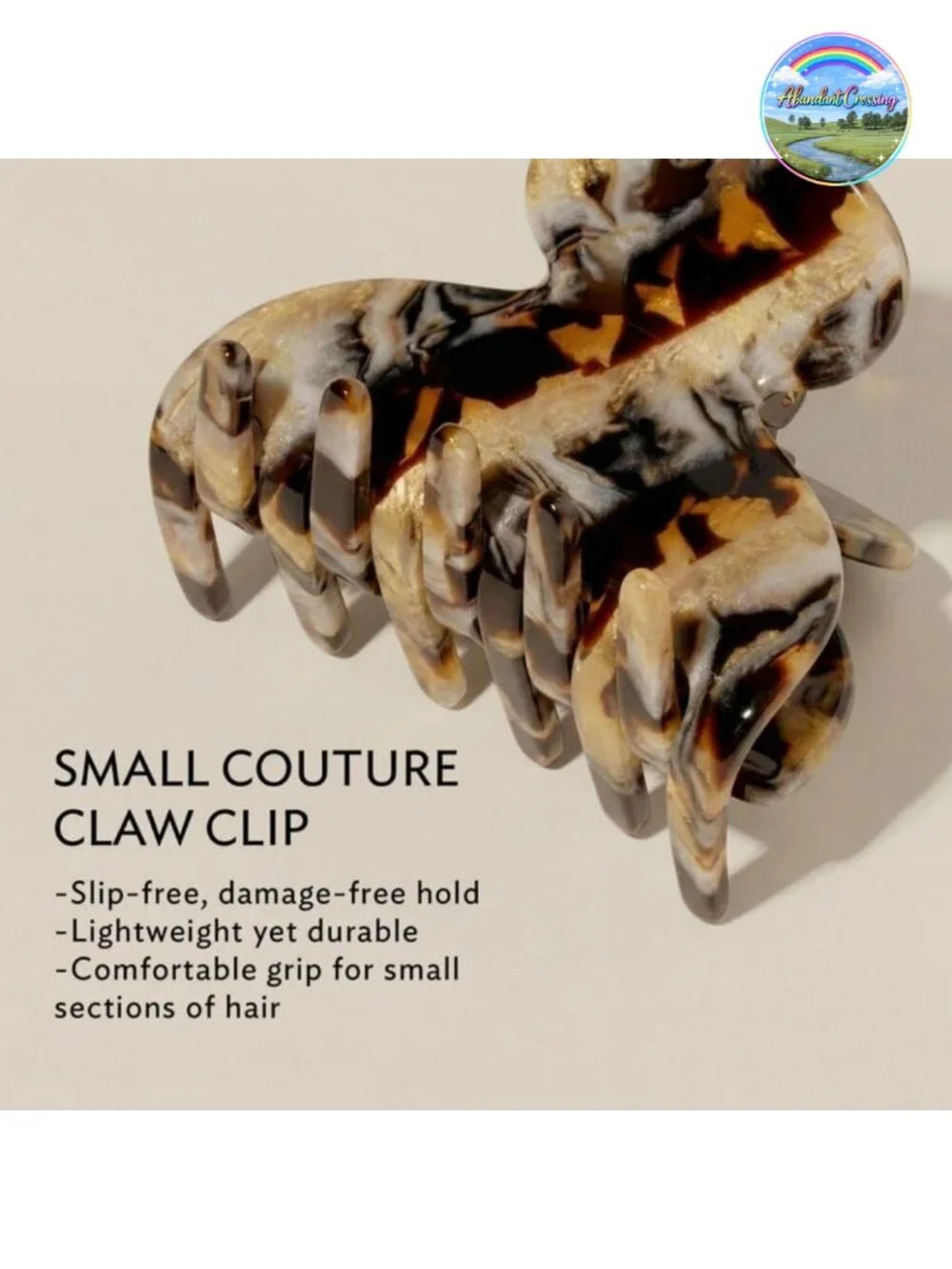 Small Couture Claw Clip for Women, Cellulose Acetate Hair Clip, French